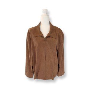 Super Cool Women’s Suede Polo Collar Vintage Zip-Up.